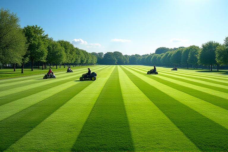 Large scale mowing of a community park