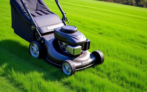 Professional lawn mower in action