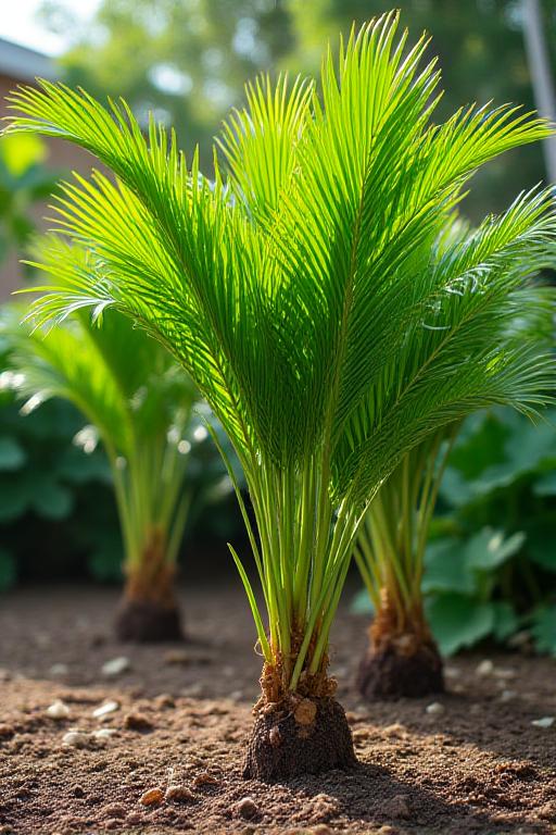 Newly planted palm trees